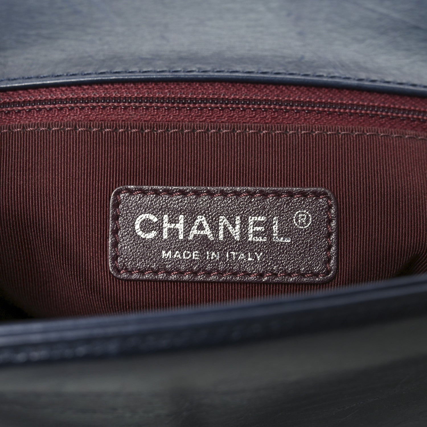 Glazed Calfskin Quilted New Medium Boy Chained Flap Navy