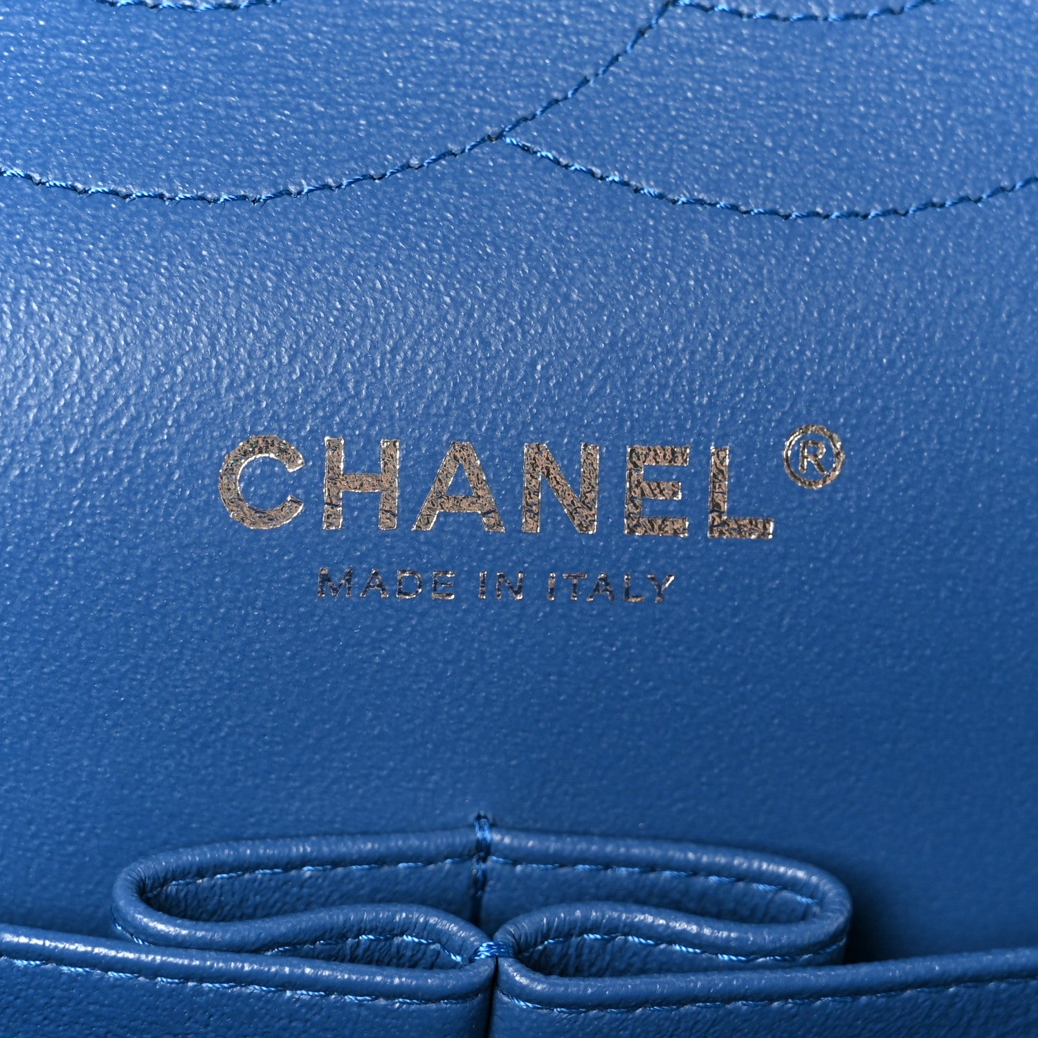 Caviar Chevron Quilted Jumbo Double Flap Blue