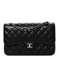 Caviar Quilted Jumbo Double Flap Black