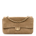 Suede Calfskin Small Souplissimo Maxi Flap Dark Beige