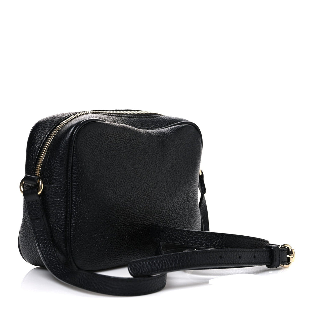 Pebbled Calfskin Small Soho Disco Bag Black