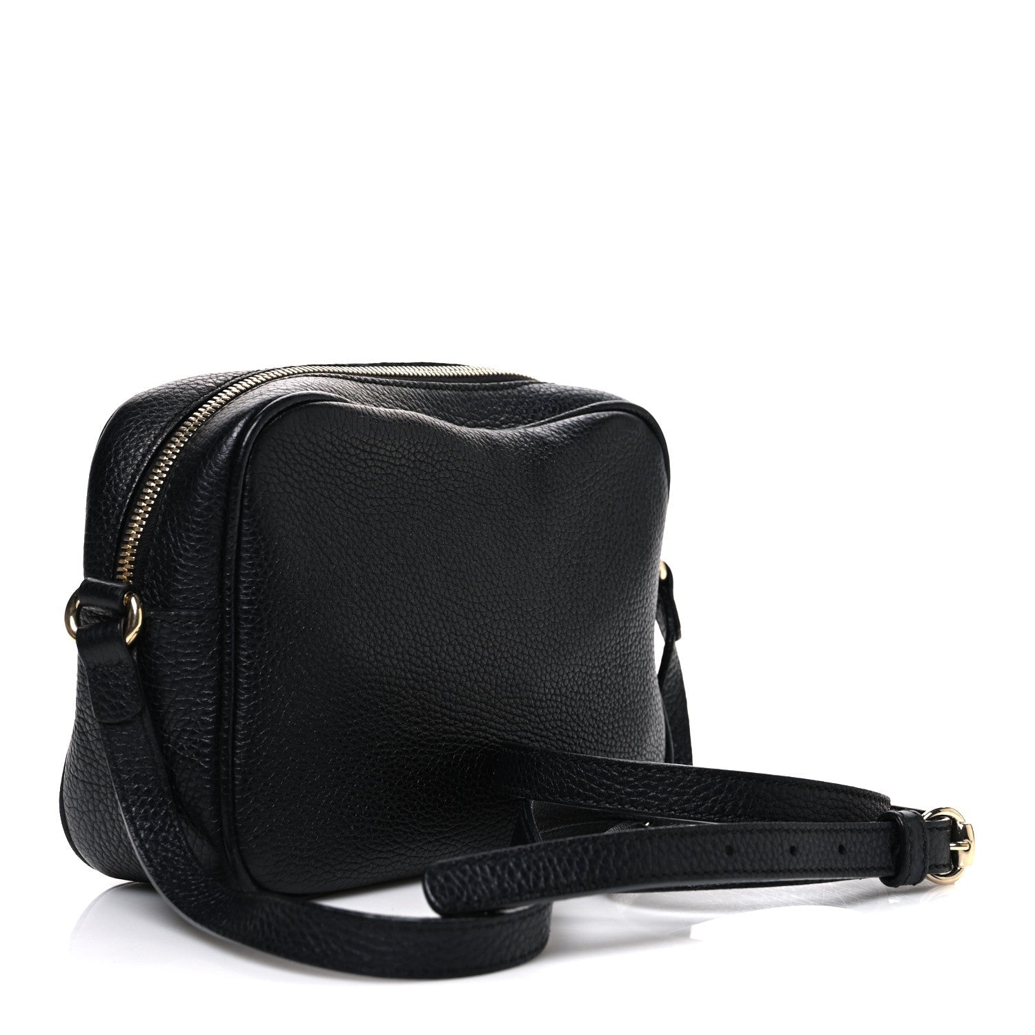 Pebbled Calfskin Small Soho Disco Bag Black