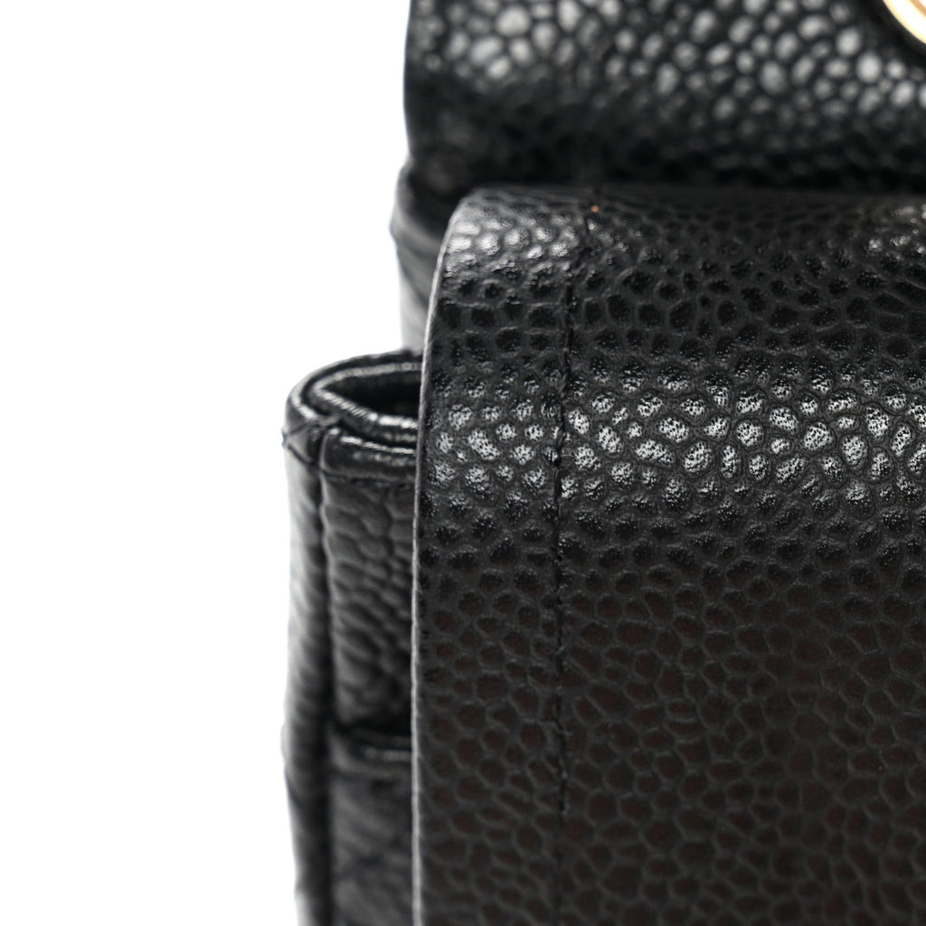 Caviar Quilted Medium Double Flap Black