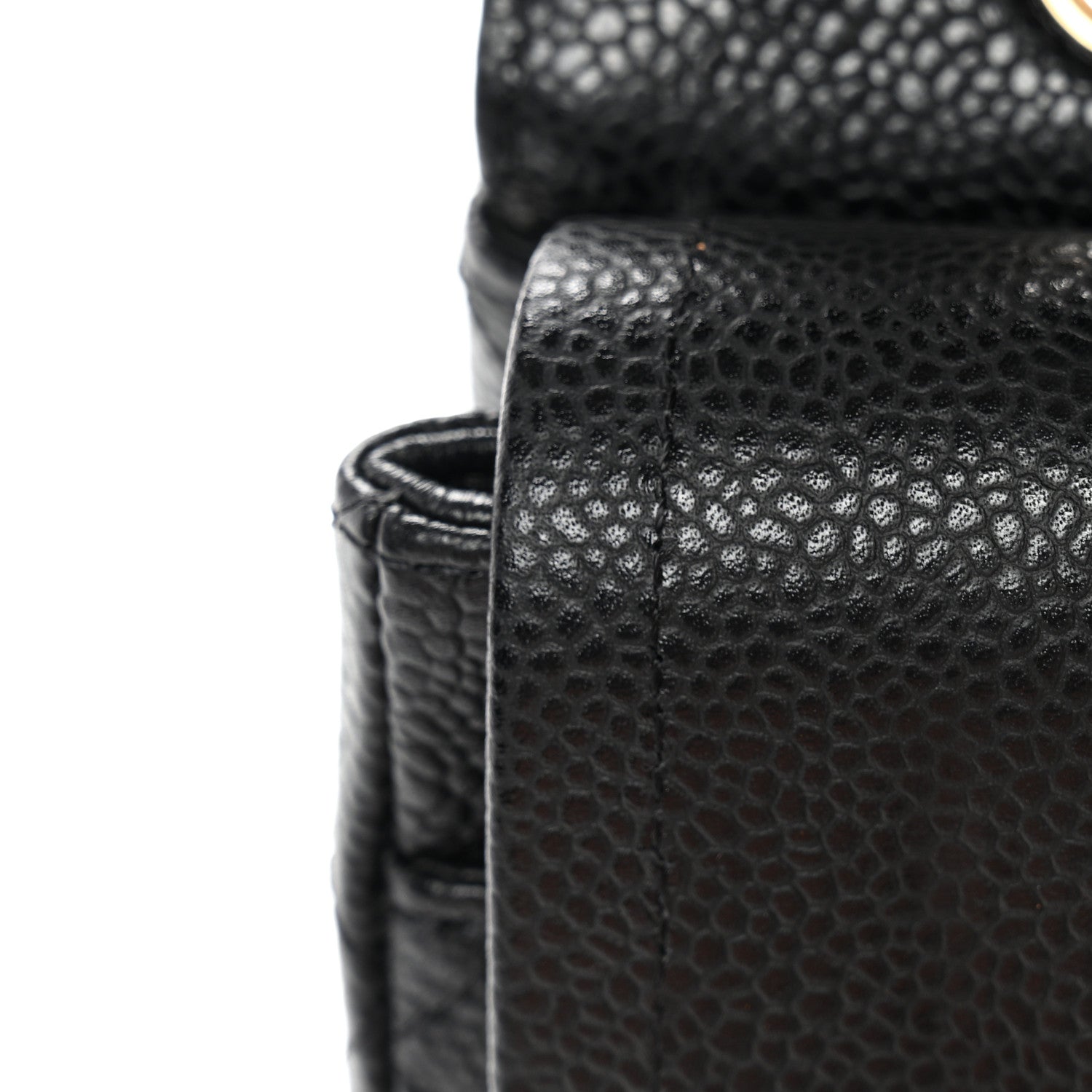 Caviar Quilted Medium Double Flap Black