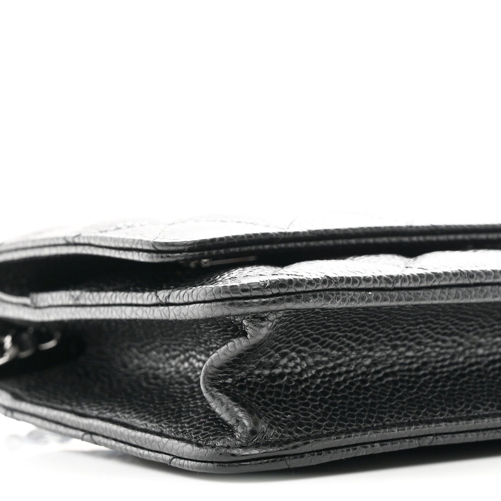 Caviar Quilted Wallet on Chain WOC Black