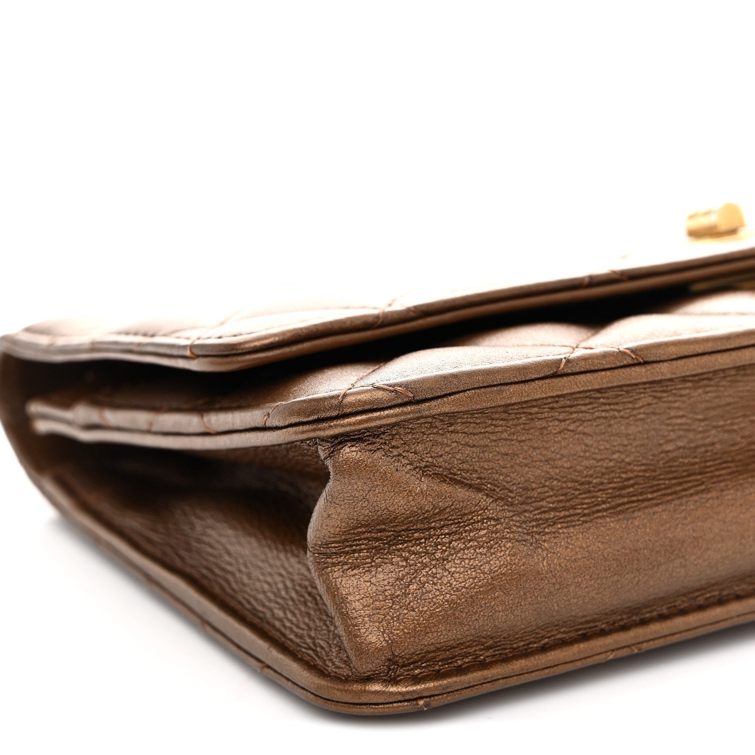 Metallic Calfskin Quilted 2.55 Reissue Wallet On Chain WOC Bronze