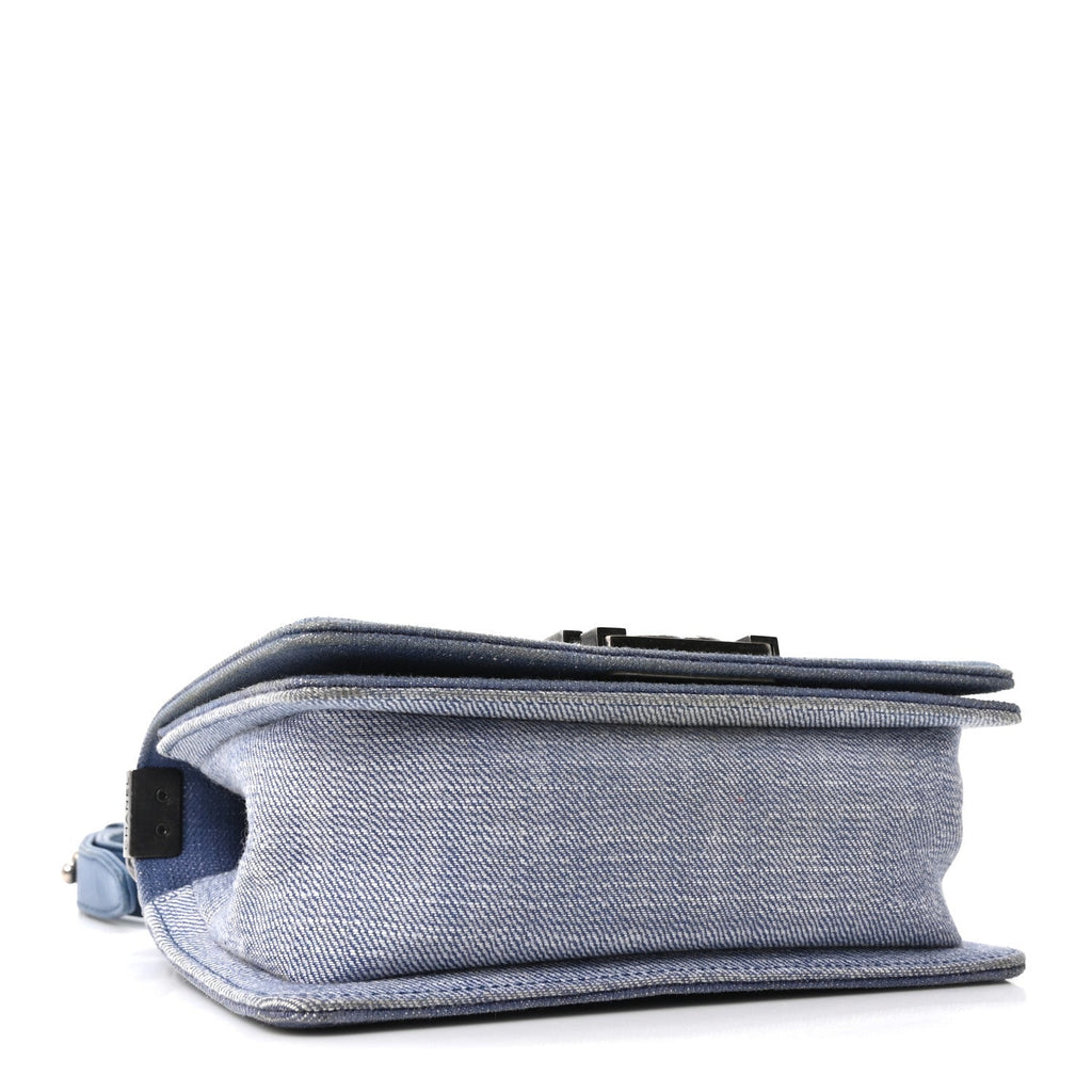 Denim Chevron Small Boy Flap Light Blue