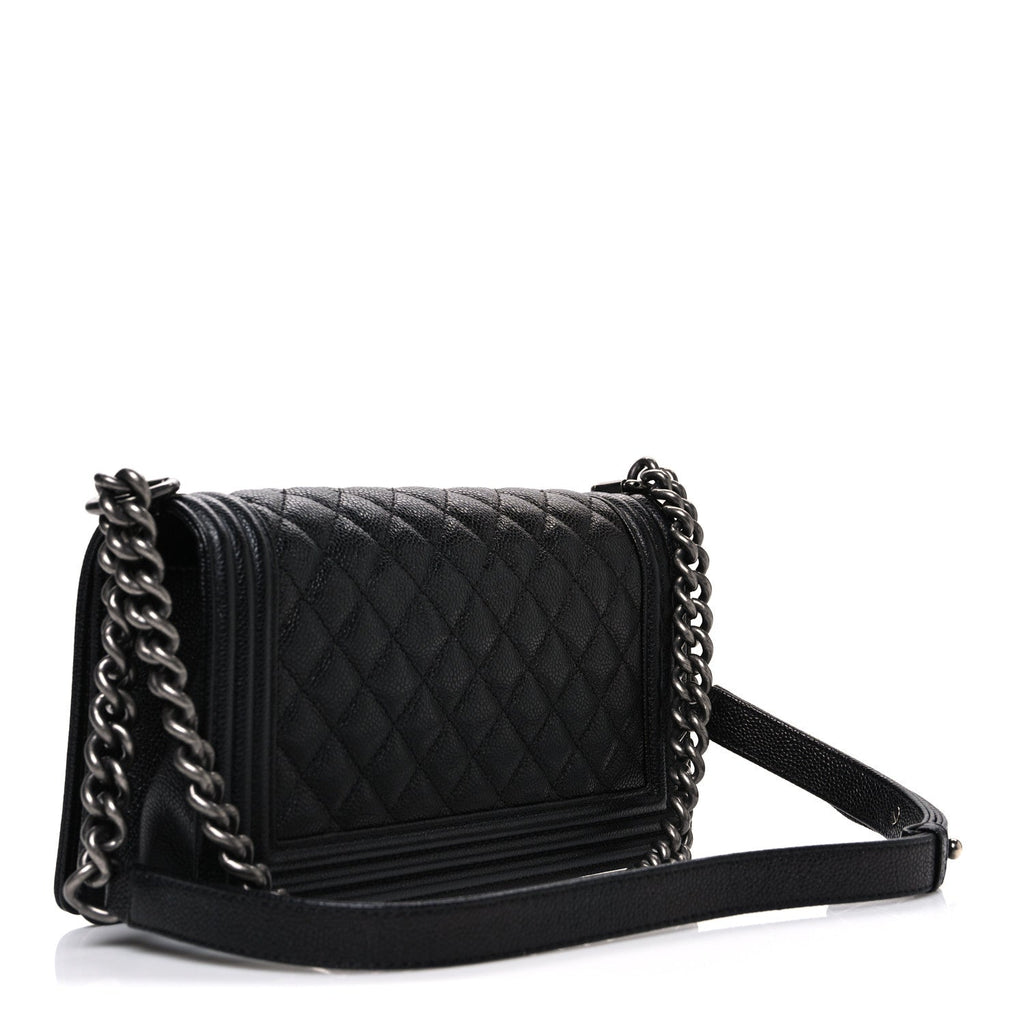 Caviar Quilted Medium Boy Flap Black