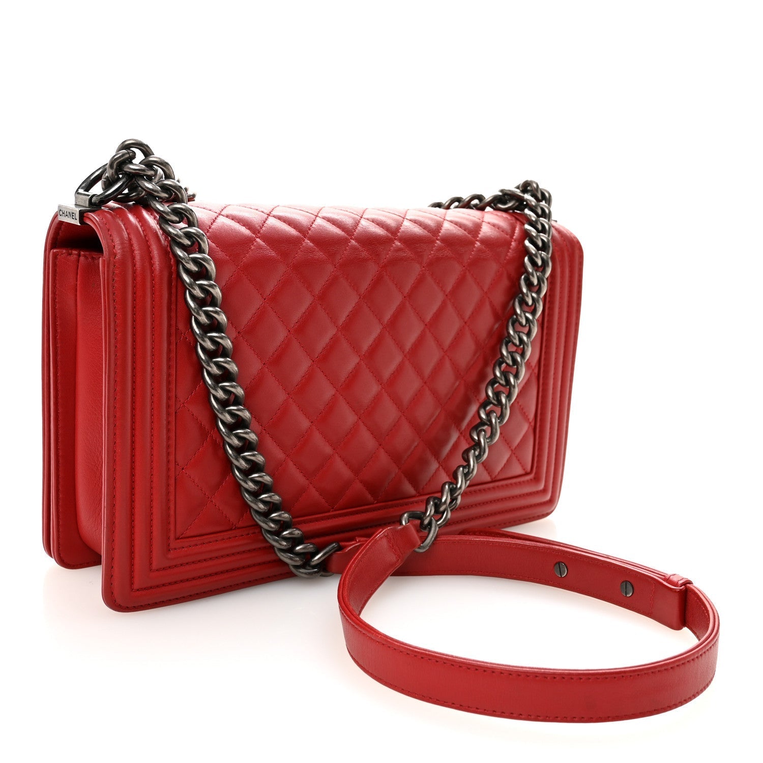 Calfskin Quilted New Medium Boy Flap Red