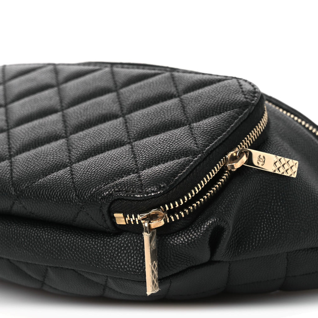 Caviar Quilted Business Affinity Waist Belt Bag Black
