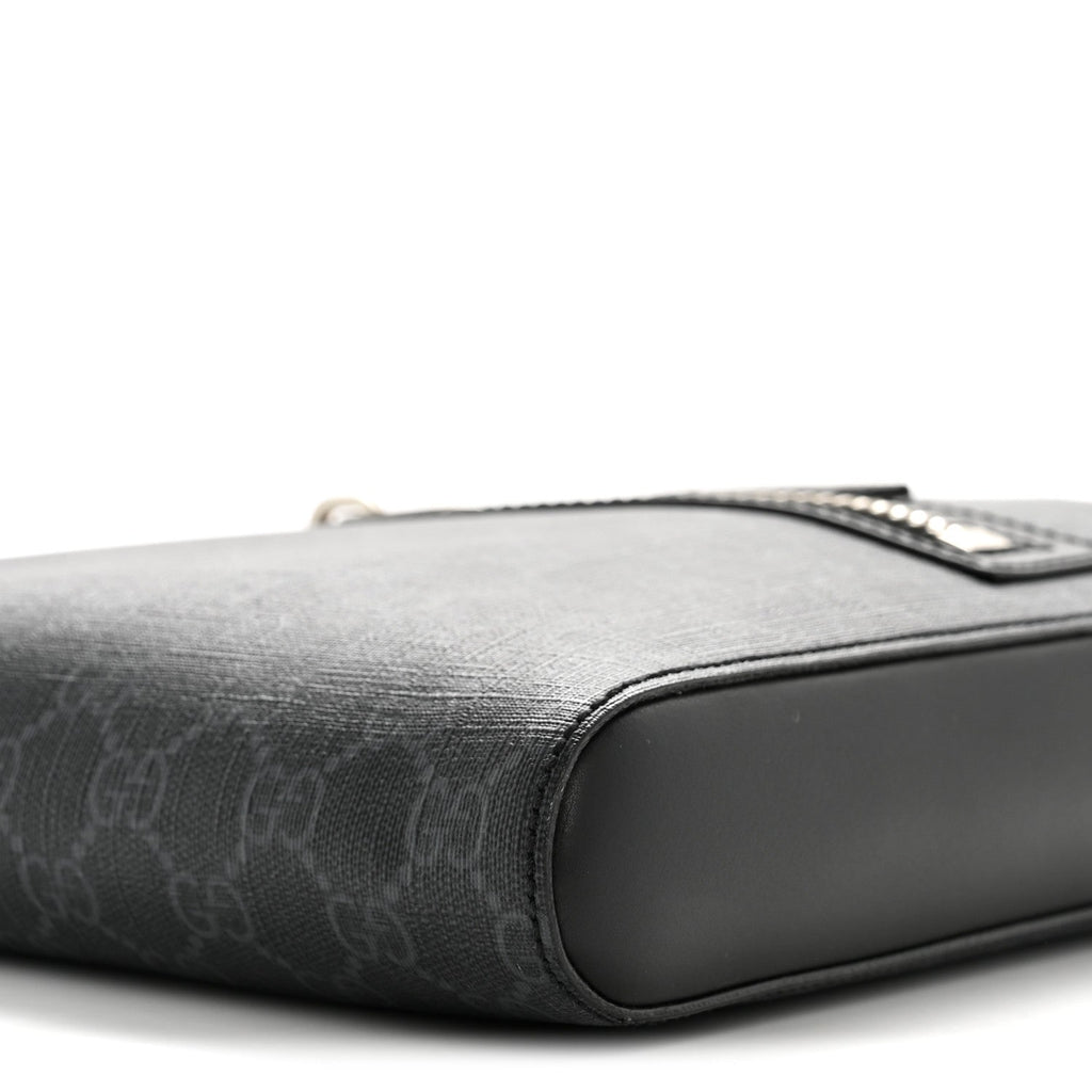 GG Supreme Monogram Web Small Flat Messenger Bag Black Grey