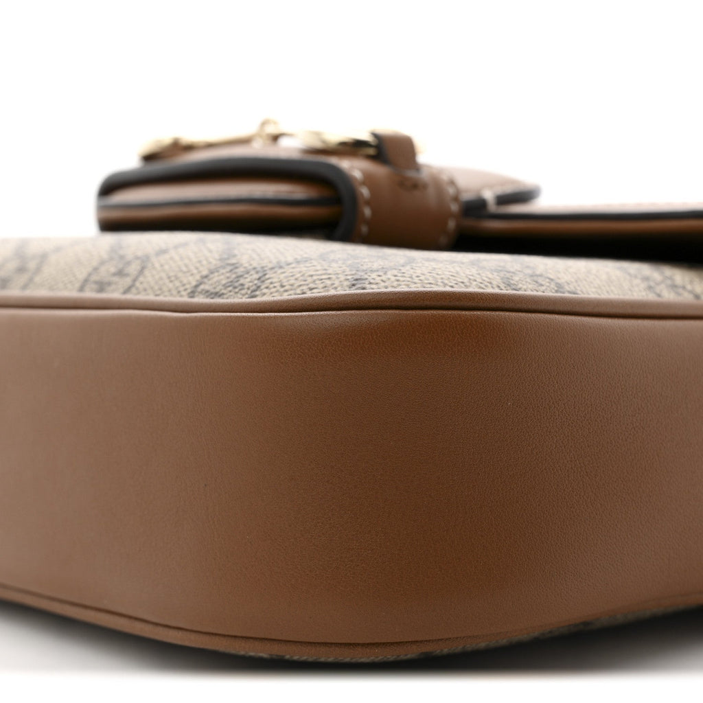 GG Supreme Monogram Duomo Lux Horsebit 1955 Soft Small Shoulder Bag Beige Ebony Sundial