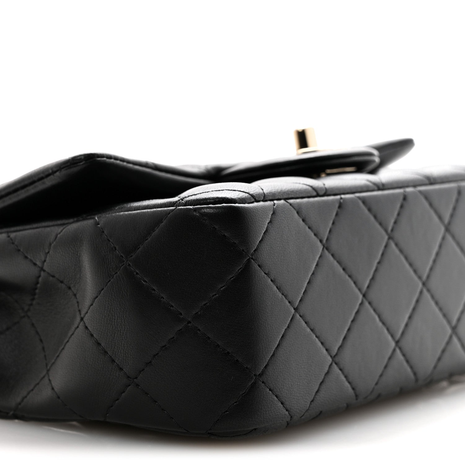 Lambskin Quilted Mini Rectangular Flap Black