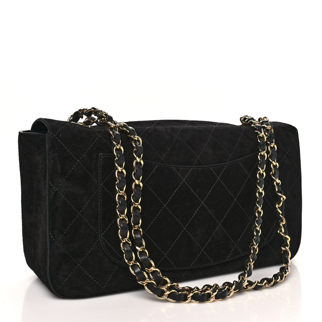 Suede Calfskin Small Souplissimo Maxi Flap Black