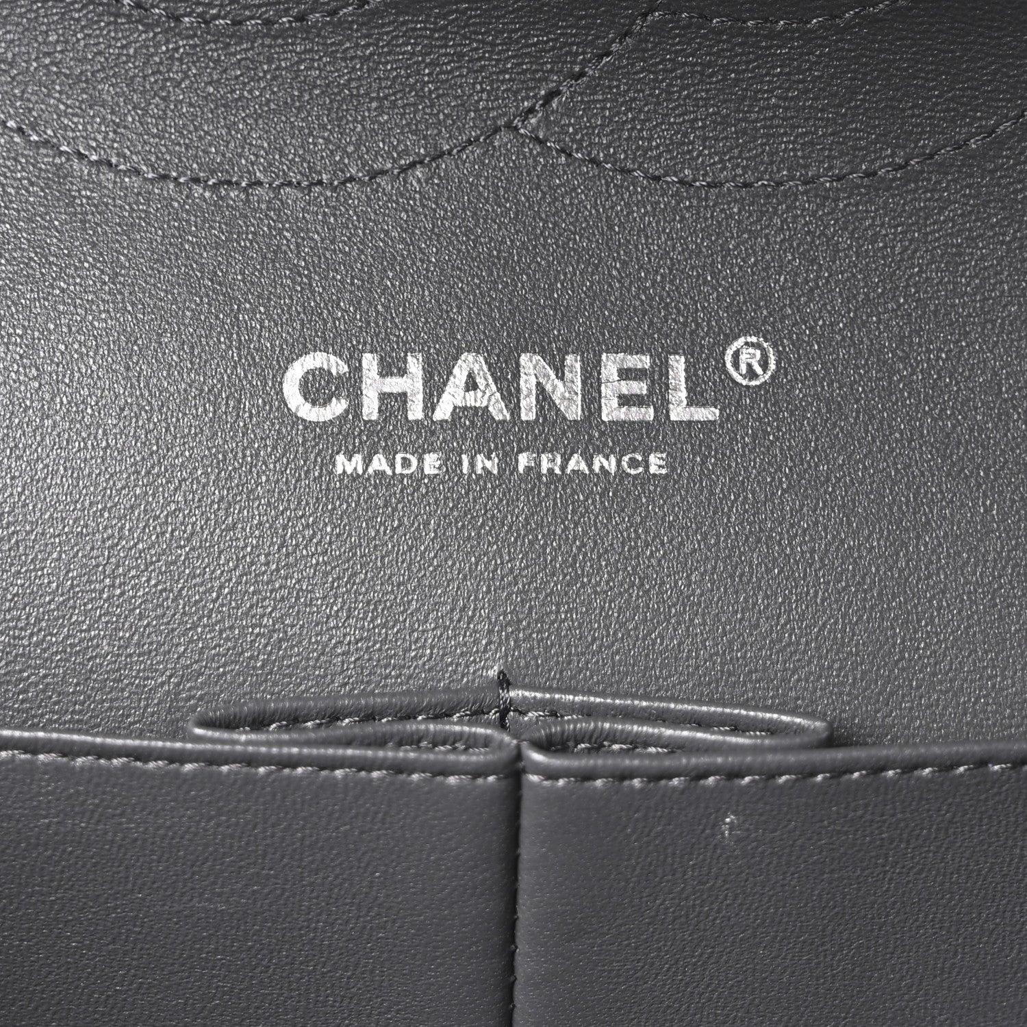 Lambskin Quilted Jumbo Double Flap Dark Grey