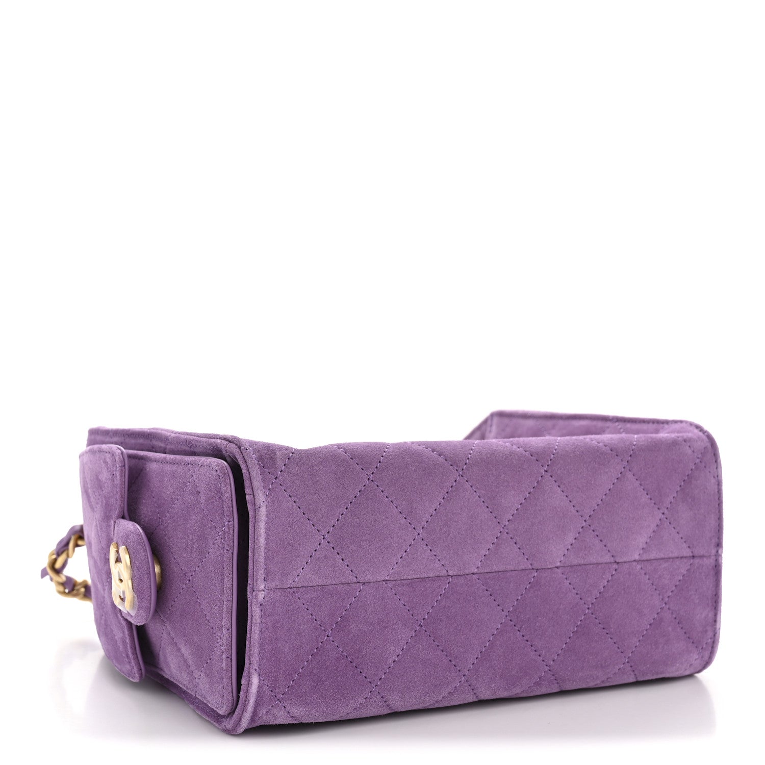 Suede Quilted Mini Chanel 25 Handbag Purple