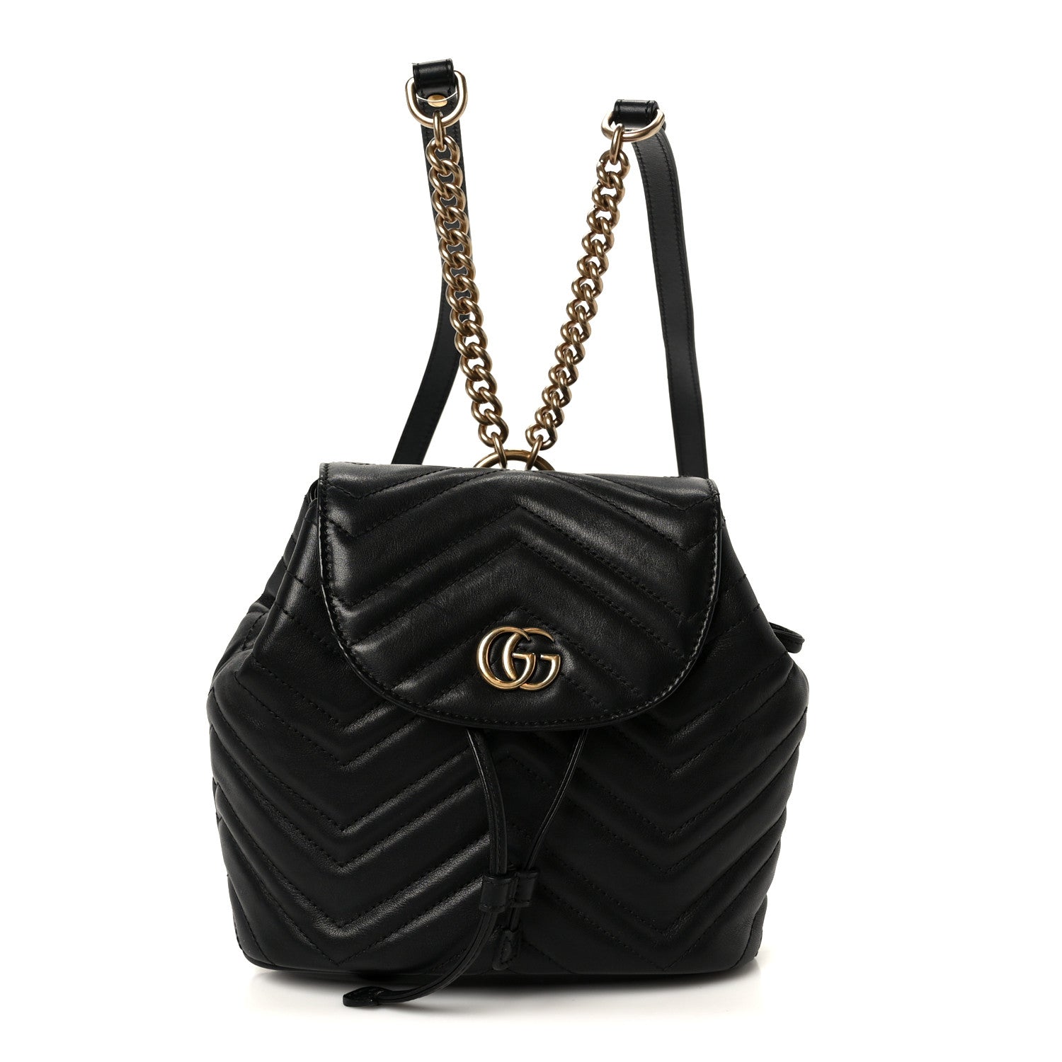 Calfskin Matelasse GG Marmont Flap Backpack Black