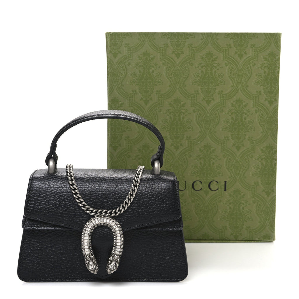 Dollar Calfskin Crystal Mini Dionysus Top Handle Bag Black Crystal