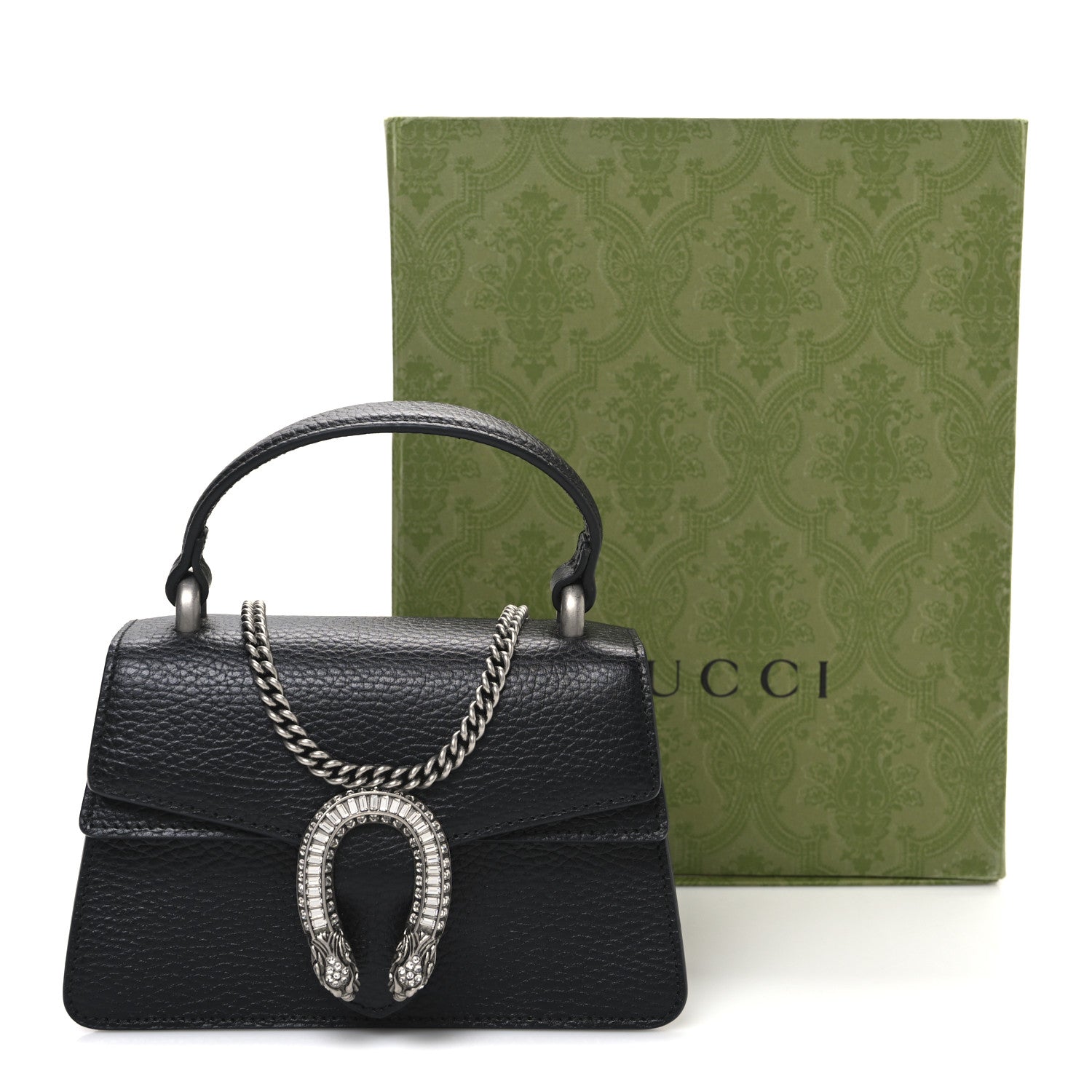 Dollar Calfskin Crystal Mini Dionysus Top Handle Bag Black Crystal