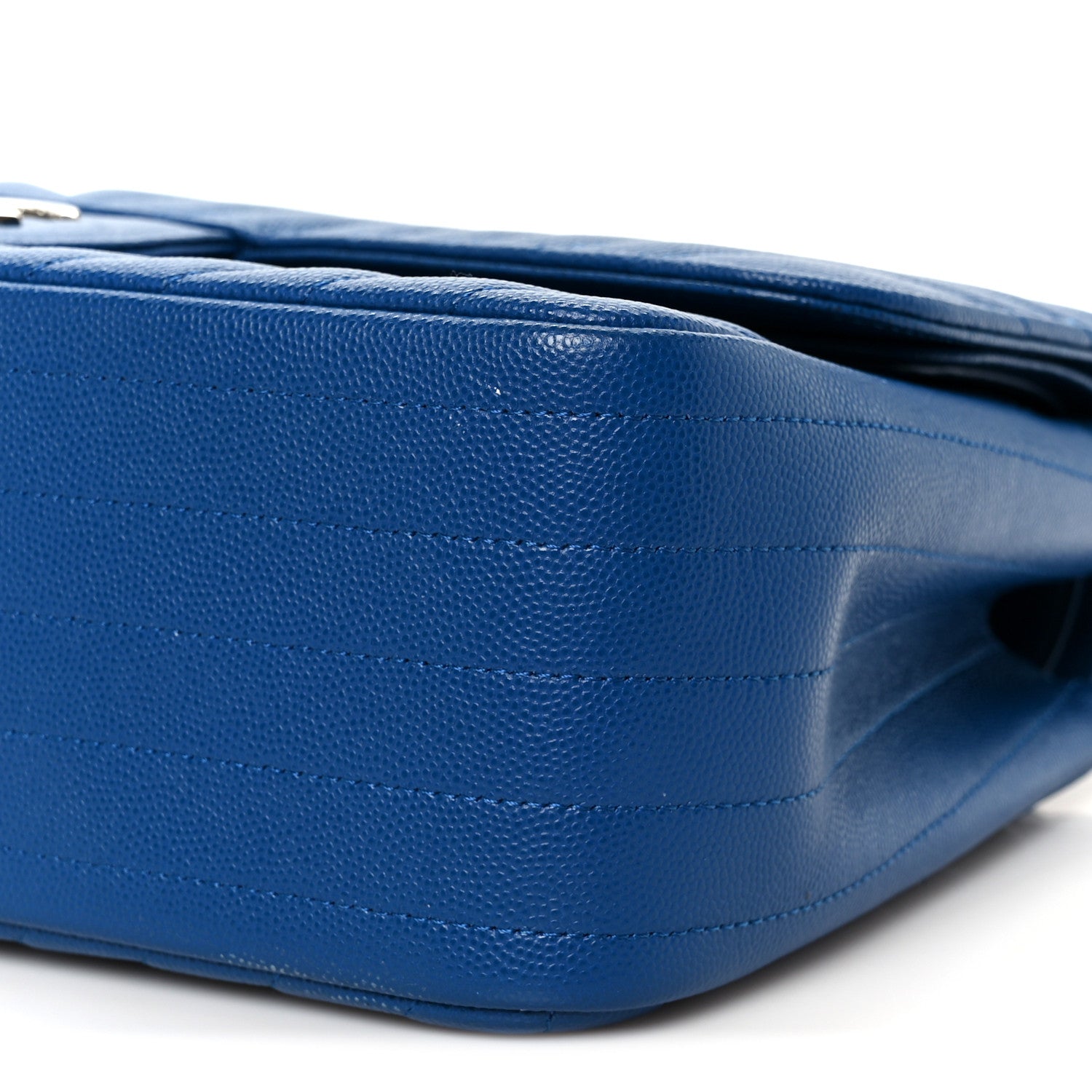 Caviar Chevron Quilted Jumbo Double Flap Blue