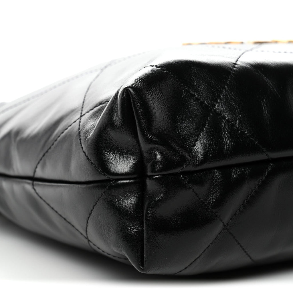 Shiny Calfskin Quilted Small Chanel 22 Black