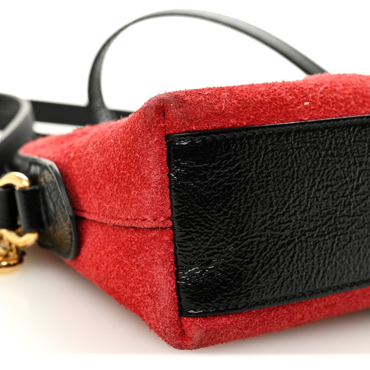 Suede Patent Web GG Small Ophidia Dome Shoulder Bag Hibiscus Red