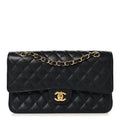 Caviar Quilted Medium Double Flap Black
