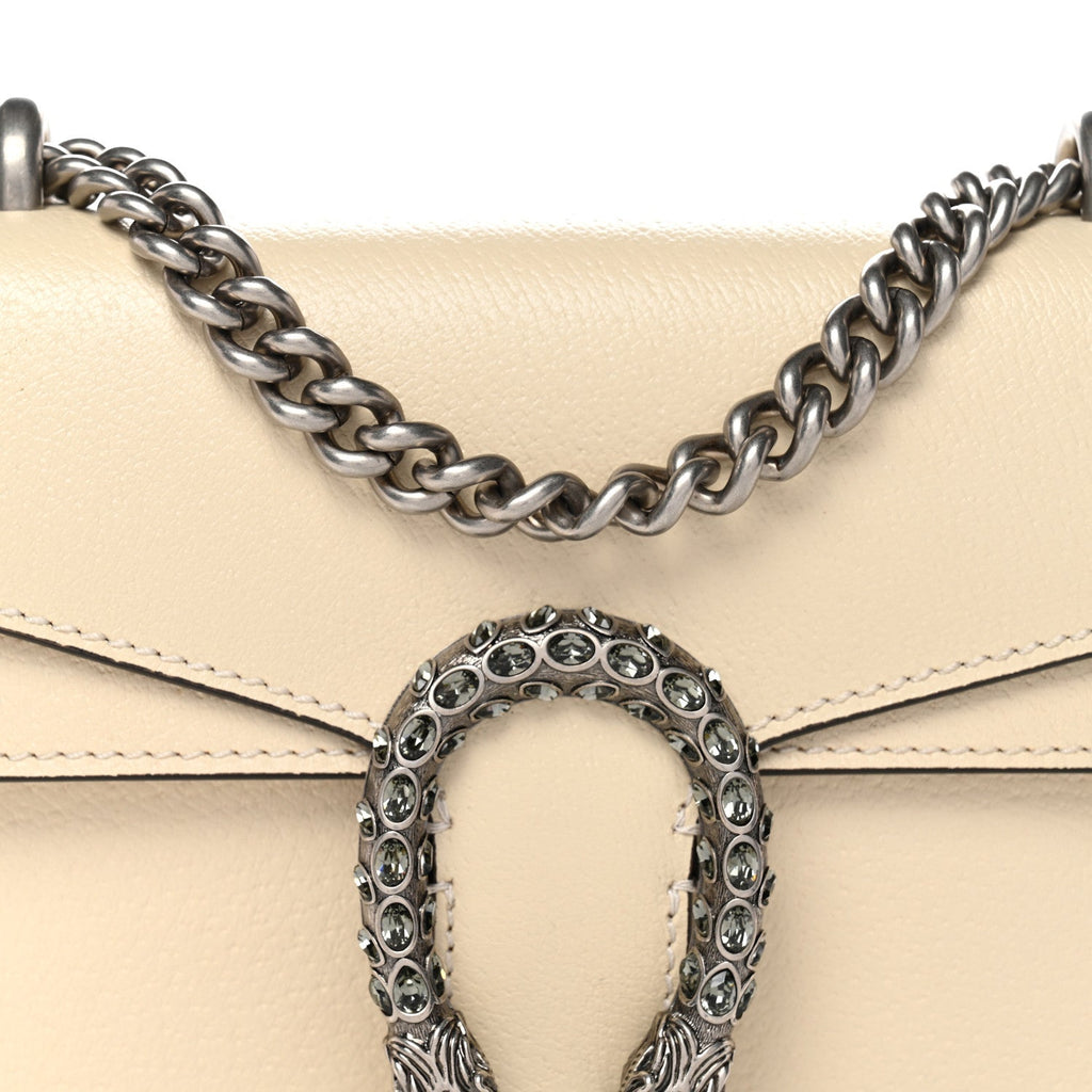 Textured Calfskin Crystal Mini Dionysus Shoulder Bag Mystic White