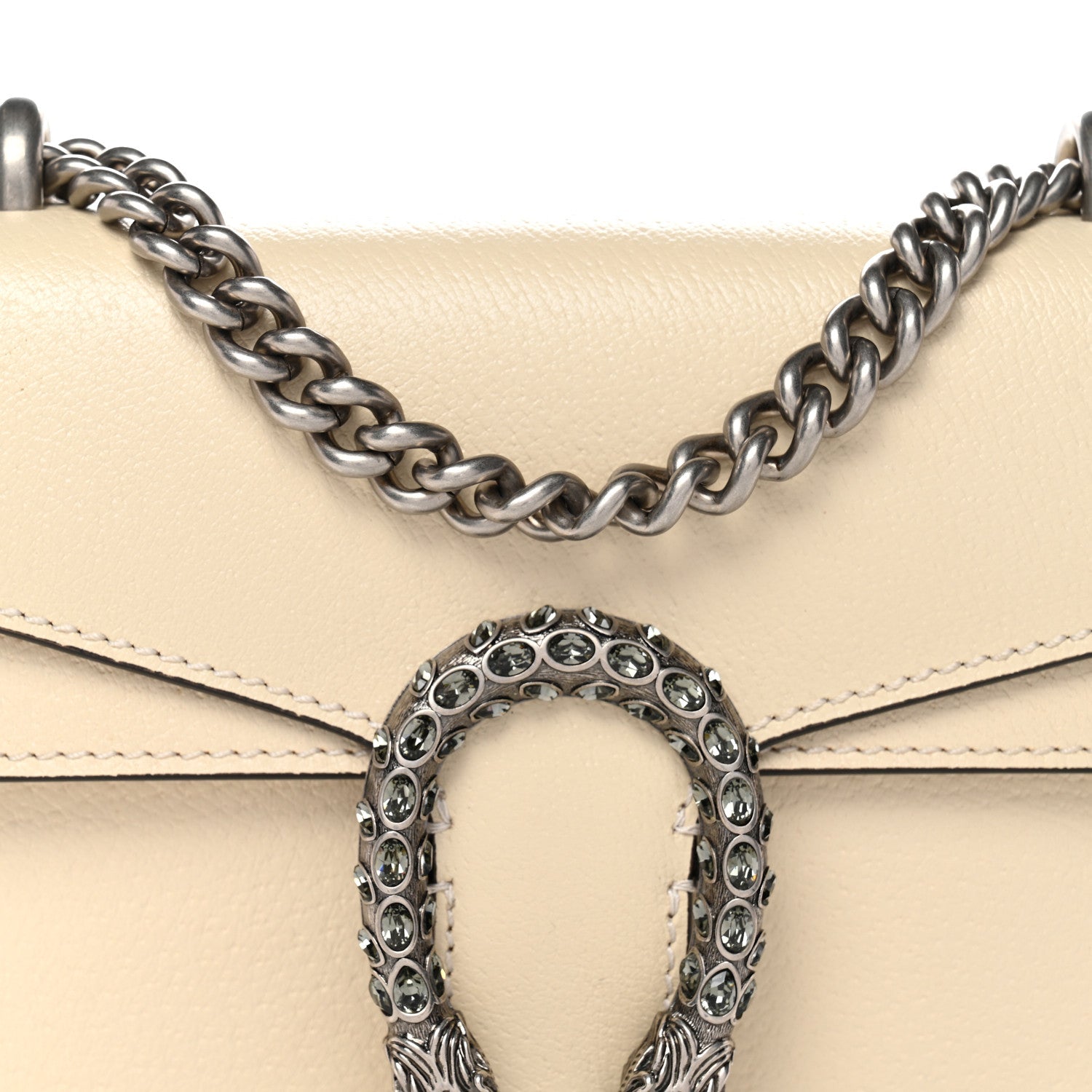 Textured Calfskin Crystal Mini Dionysus Shoulder Bag Mystic White