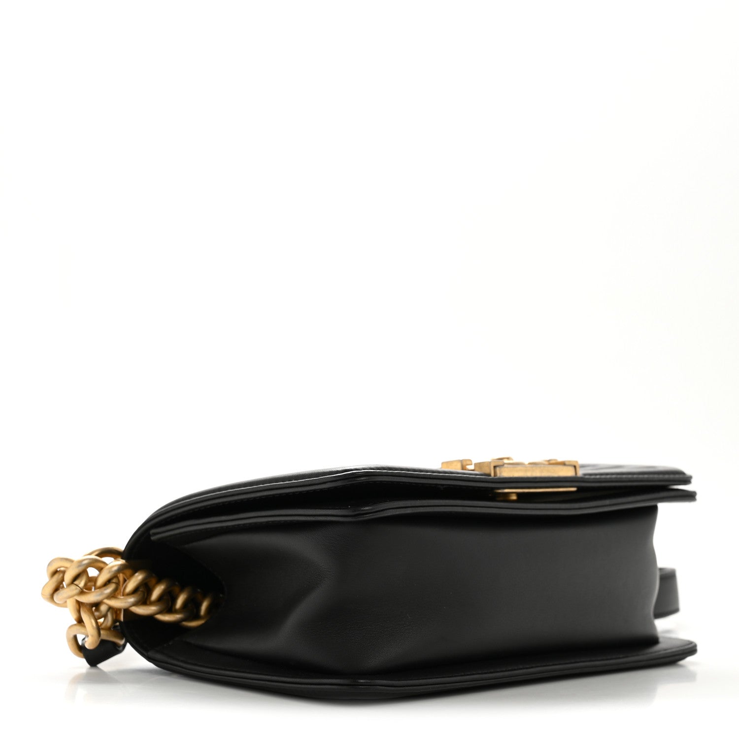 Calfskin Quilted Small Boy Flap Black