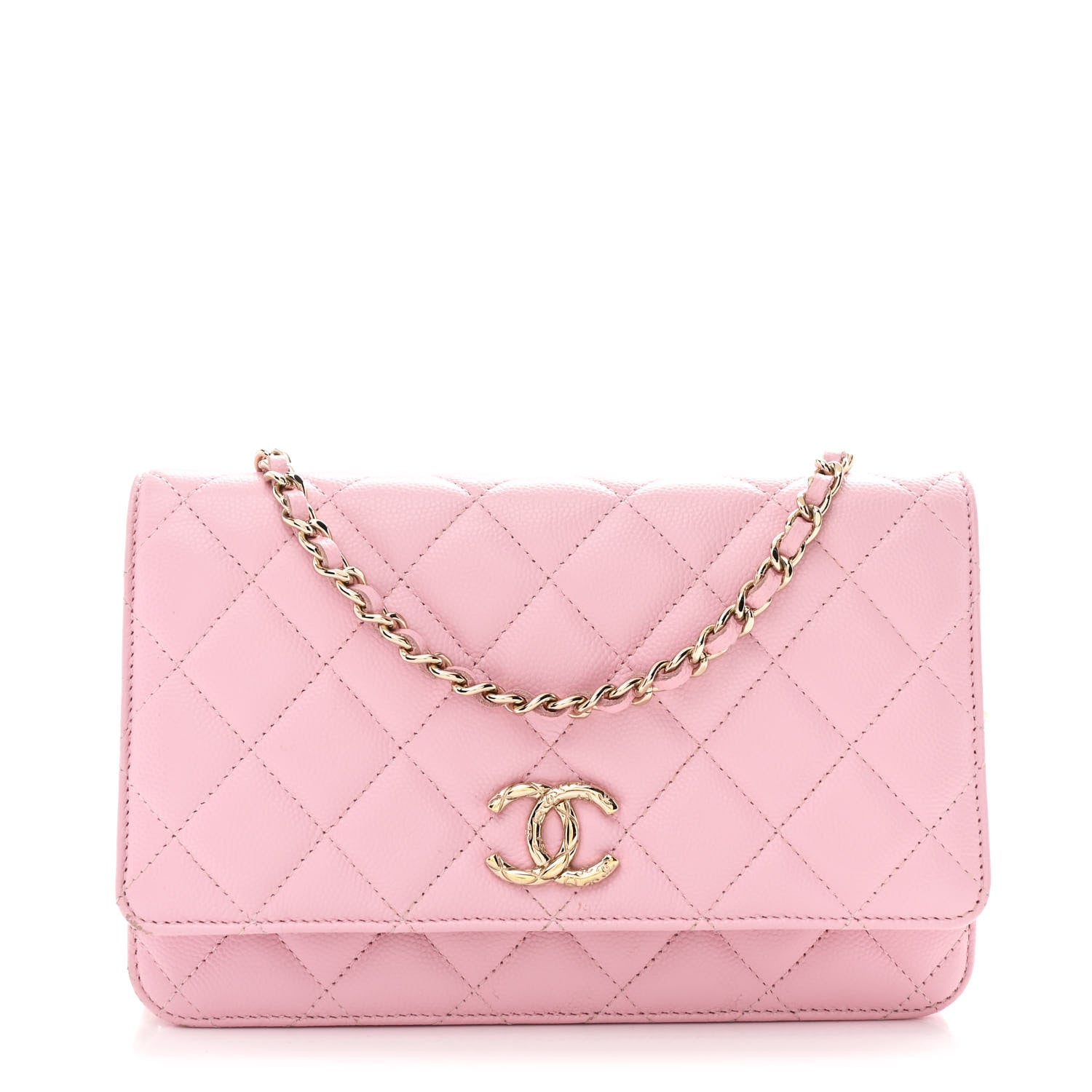 Caviar Quilted Wallet on Chain WOC Light Pink