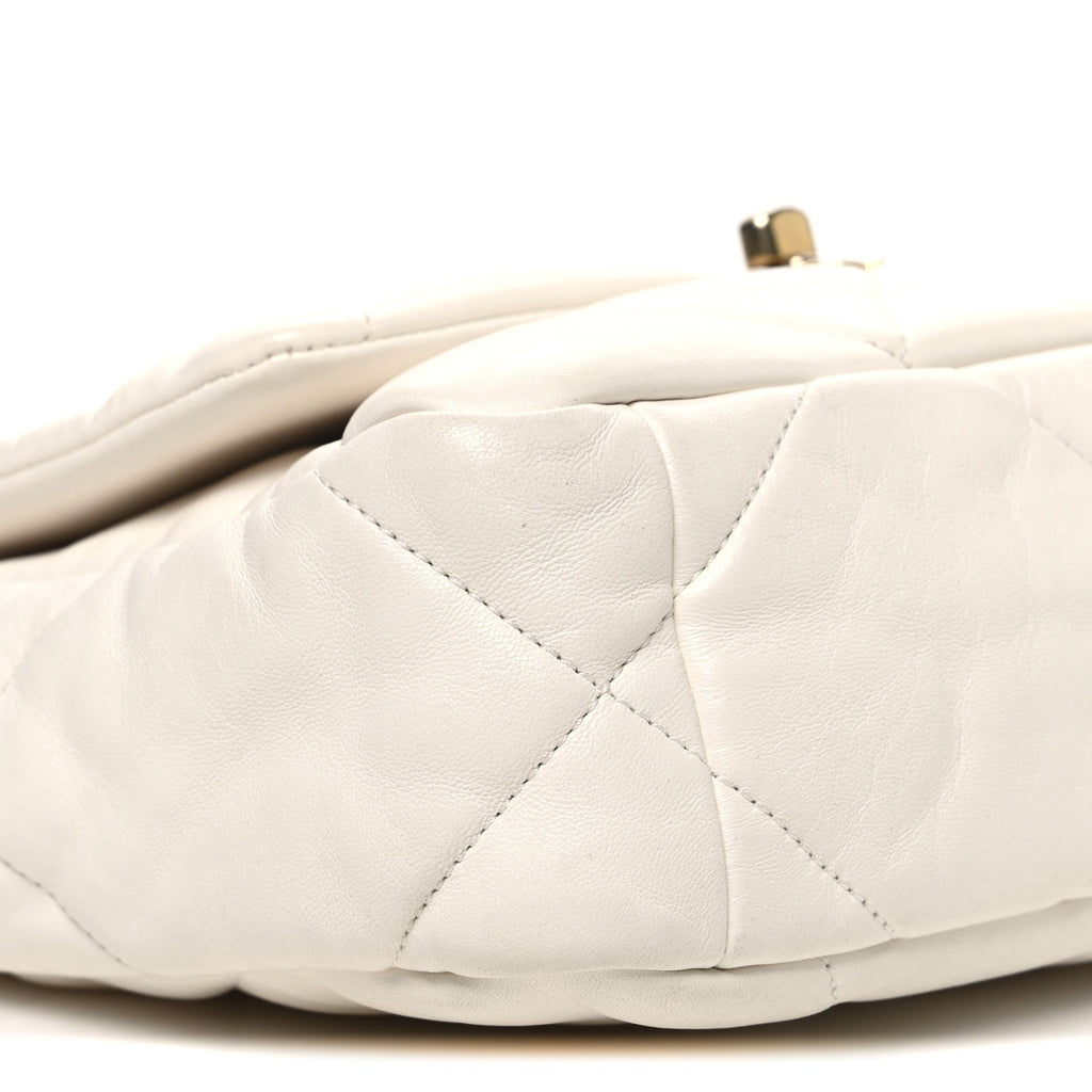 Goatskin Quilted Medium Chanel 19 Flap White