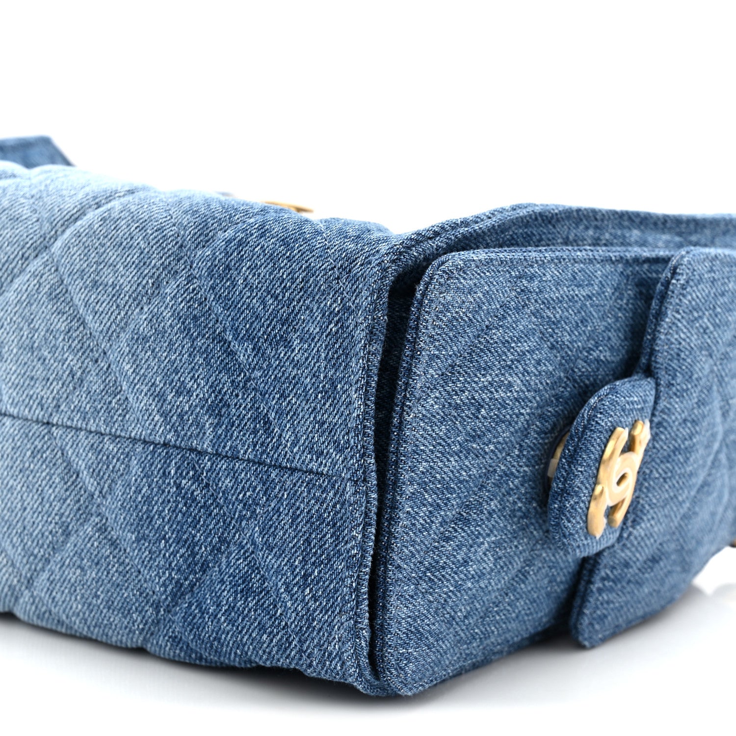 Washed Denim Quilted Mini Chanel 25 Handbag Blue