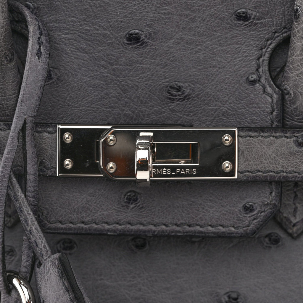 Ostrich Birkin 25 Gris Agate