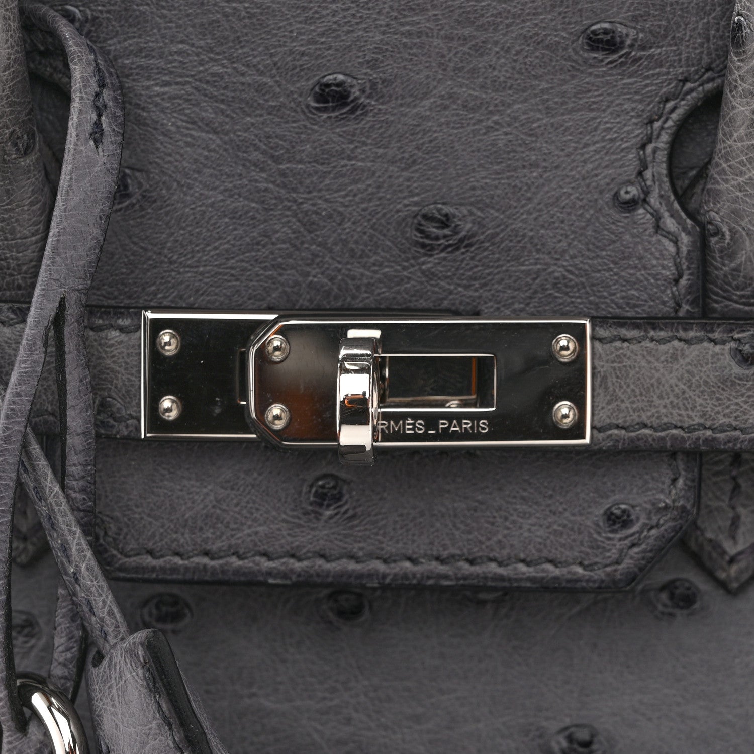 Ostrich Birkin 25 Gris Agate