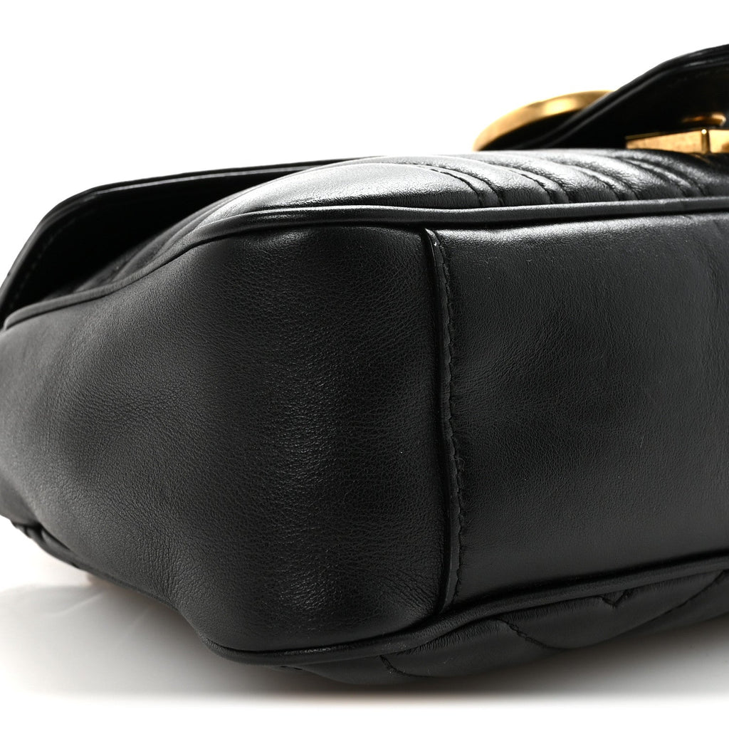 Calfskin Matelasse Small GG Marmont Shoulder Bag Black