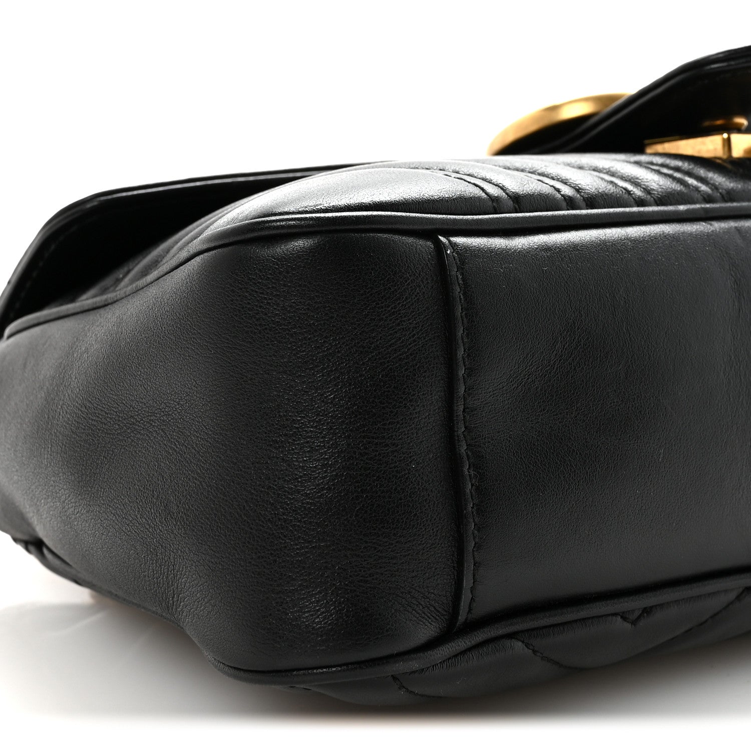 Calfskin Matelasse Small GG Marmont Shoulder Bag Black