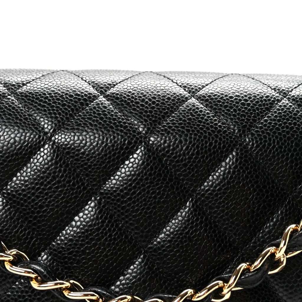Caviar Quilted Jumbo Double Flap Black