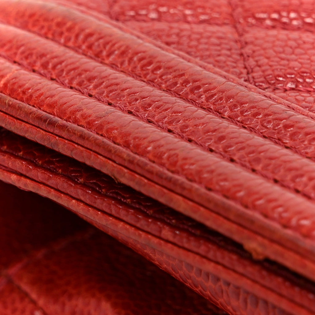 Caviar Quilted New Medium Boy Flap Dark Red