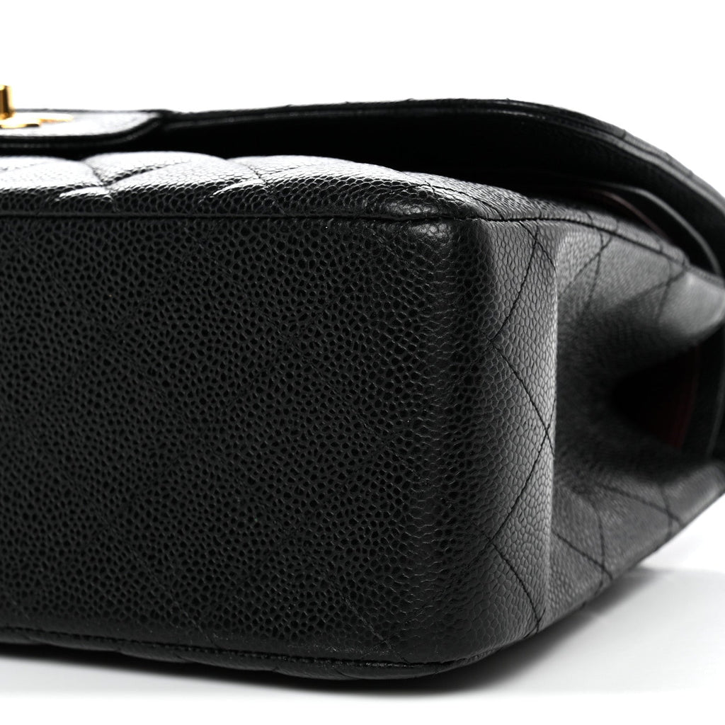 Caviar Quilted Jumbo Double Flap Black
