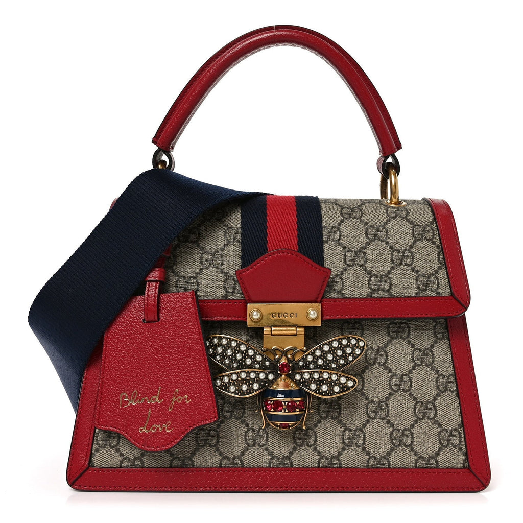 GG Supreme Monogram Small Queen Margaret Top Handle Bag Red