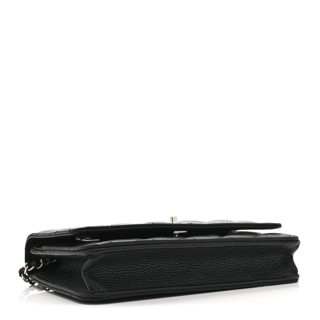 Caviar Quilted CC Turnlock Wallet On Chain WOC Black