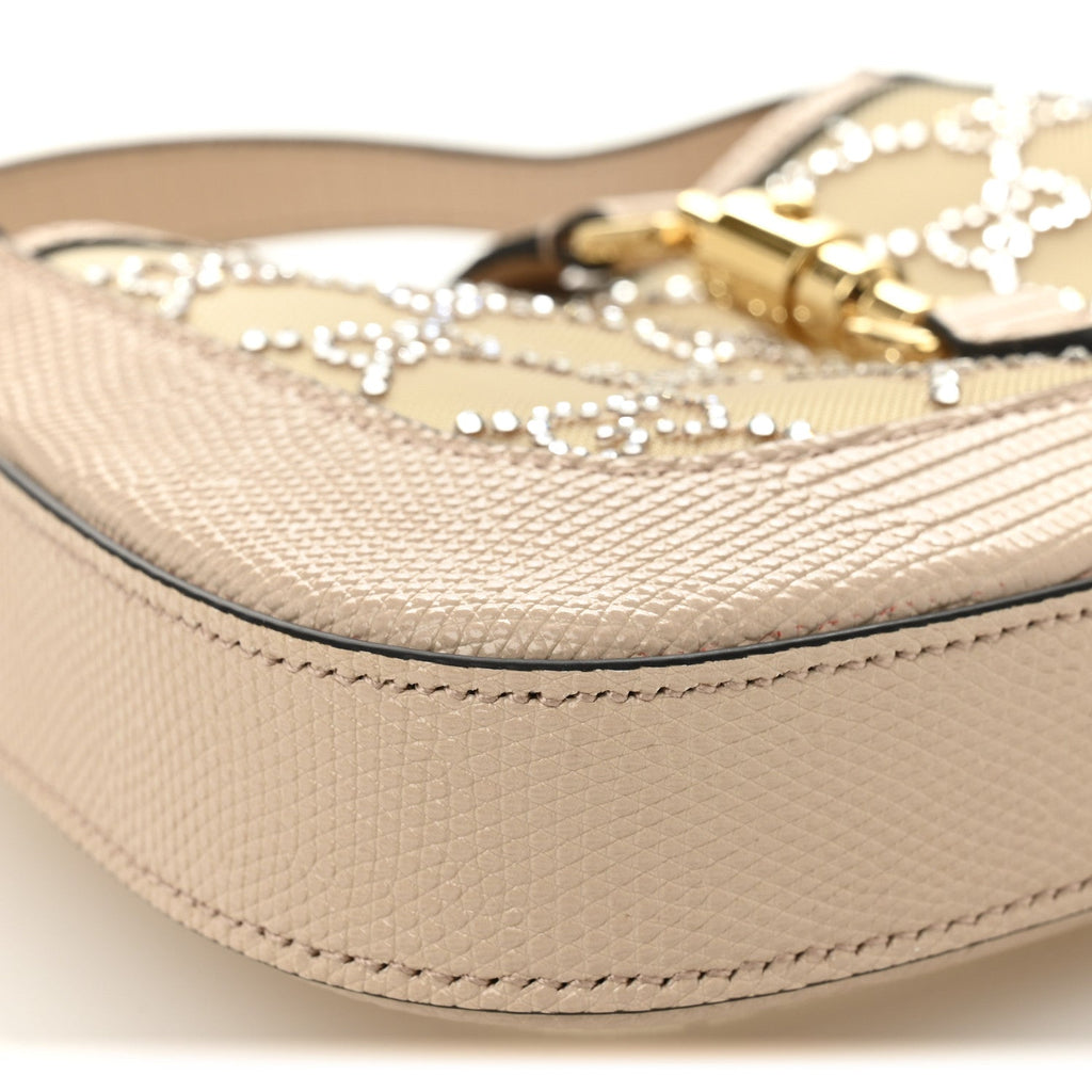 Lizard Mesh Crystal GG Monogram Mini Jackie 1961 Hobo Light Powder Skin Rose