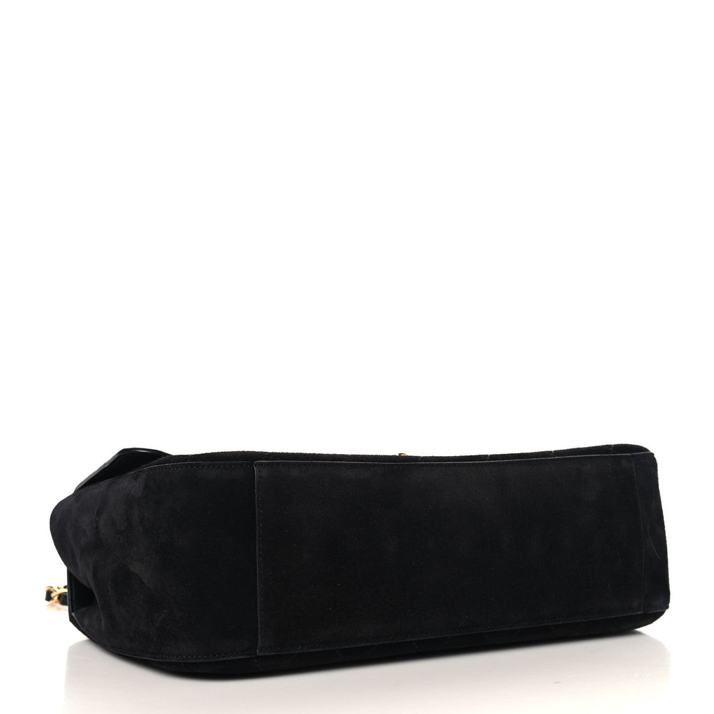 Suede Calfskin Small Souplissimo Maxi Flap Black