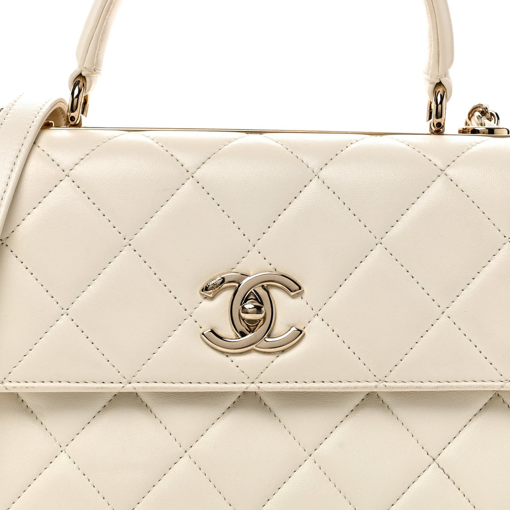 Lambskin Quilted Small Trendy CC Dual Handle Flap Bag White