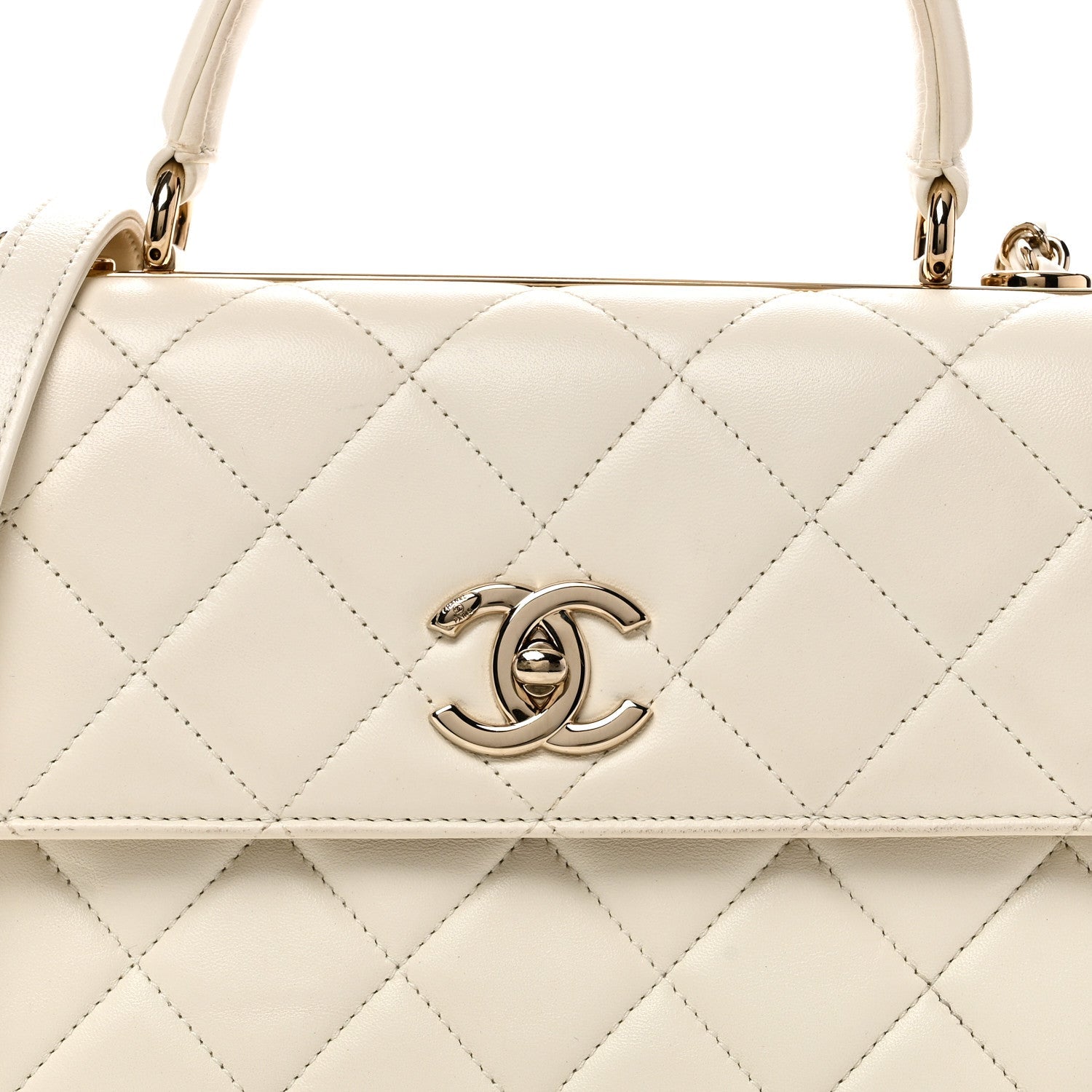 Lambskin Quilted Small Trendy CC Dual Handle Flap Bag White