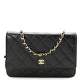 Caviar Quilted Wallet on Chain WOC Black