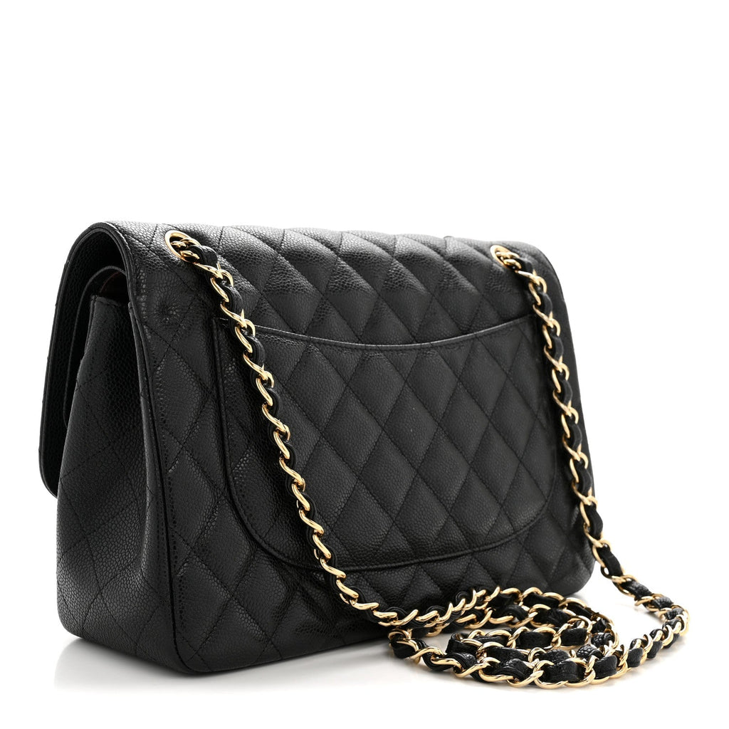 Caviar Quilted Jumbo Double Flap Black