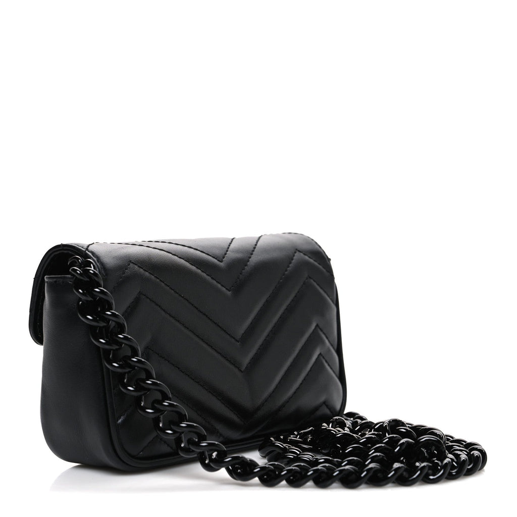 Calfskin Matelasse Monochrome GG Marmont Chain Belt Bag Black