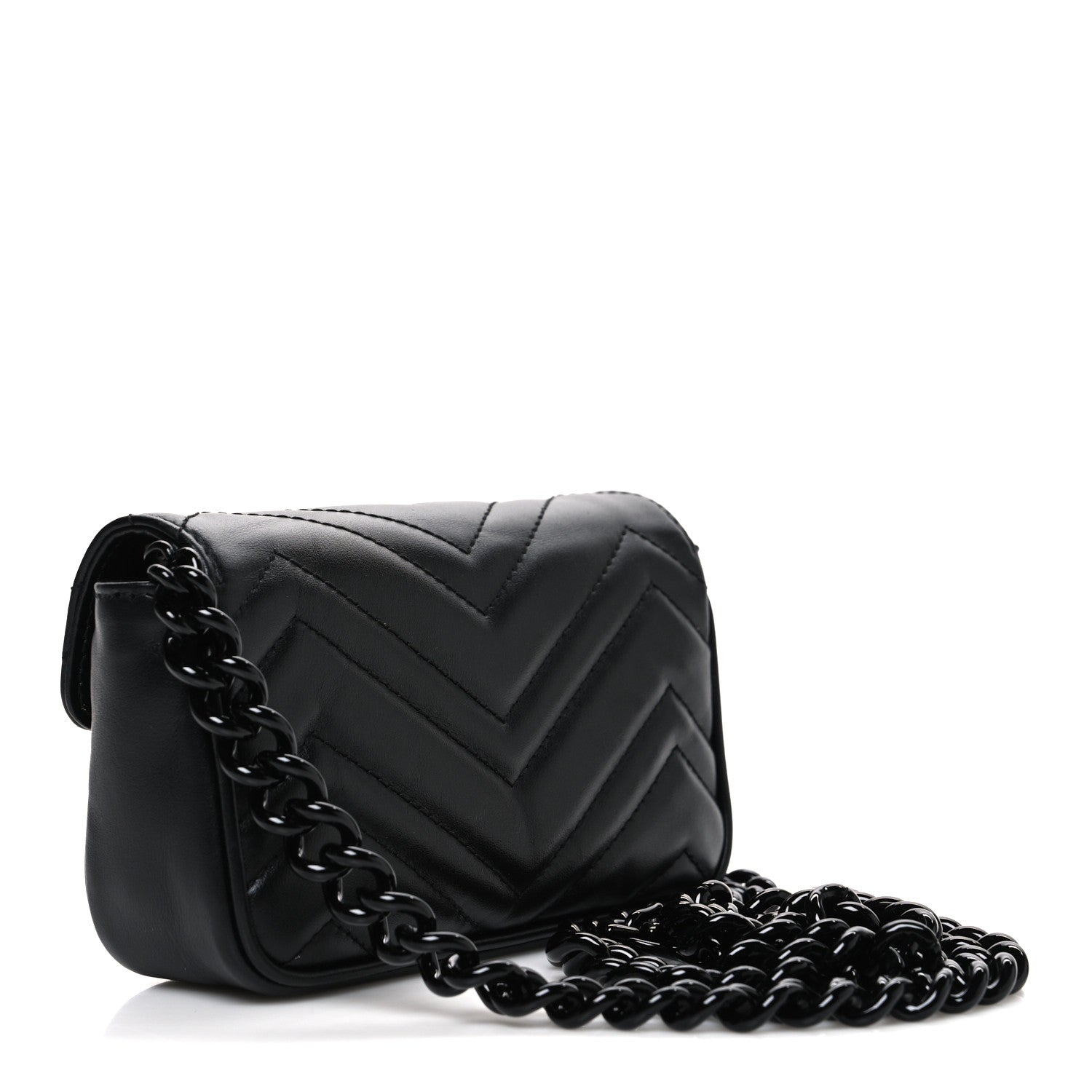 Calfskin Matelasse Monochrome GG Marmont Chain Belt Bag Black